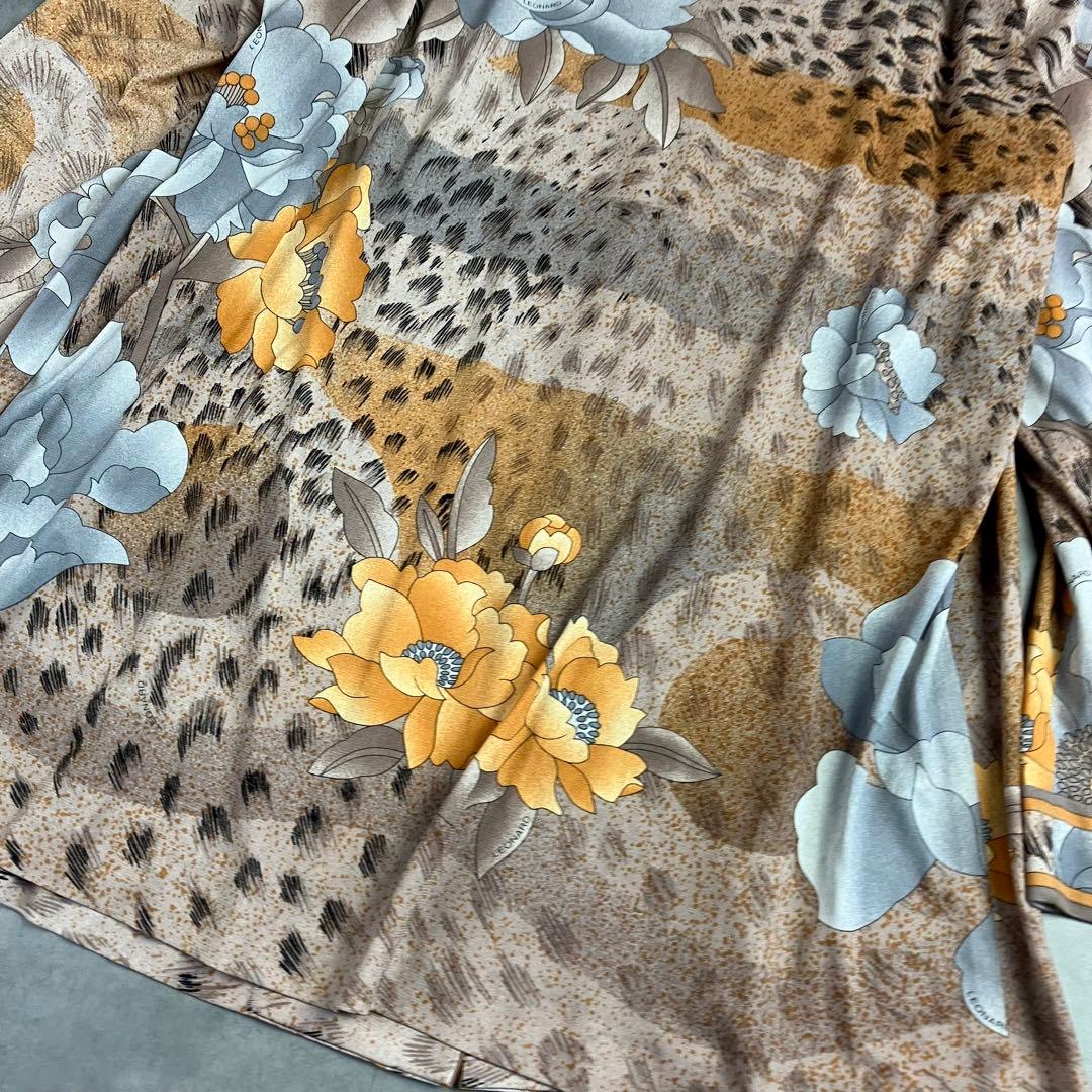 LEONARD レオナール 総柄カーディガン 42 大きいサイズ カンカン 花柄