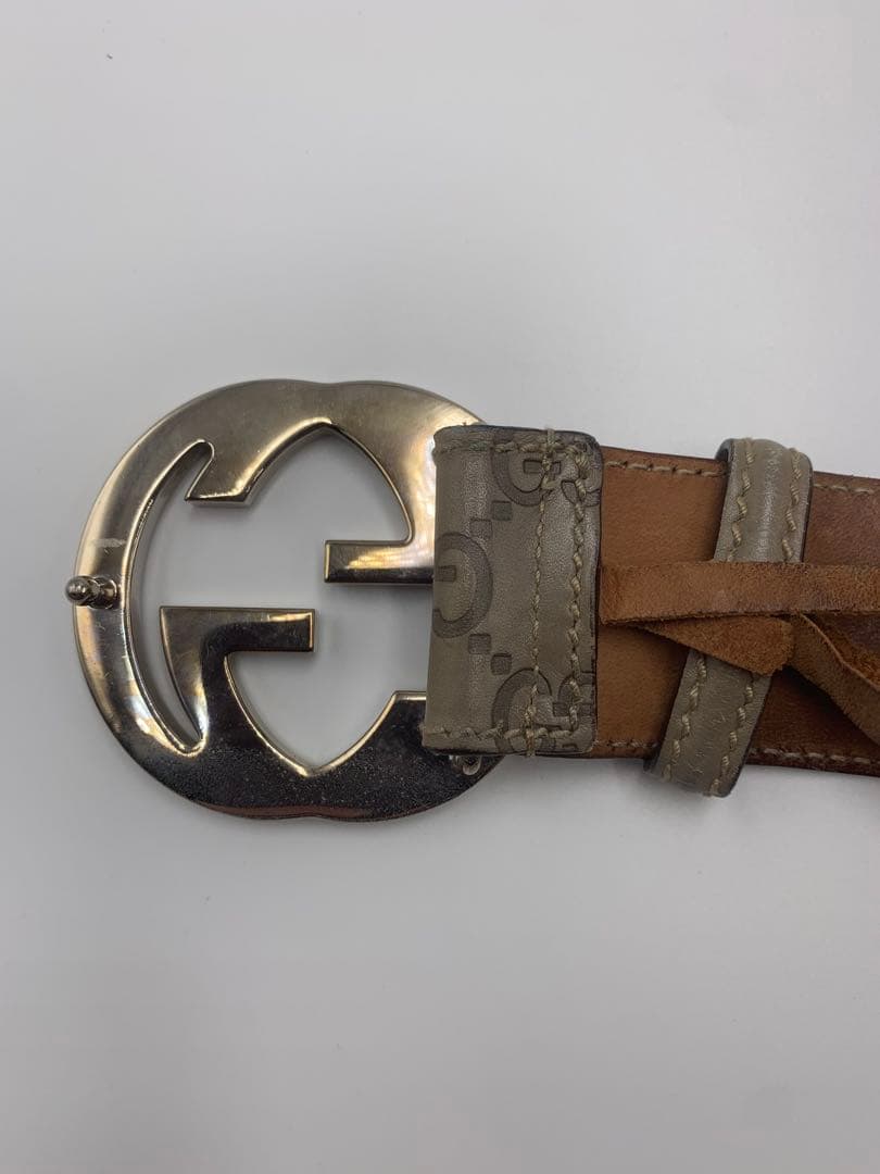 GUCCI グッチ ベルト インターロッキング GG シマ レザー P55