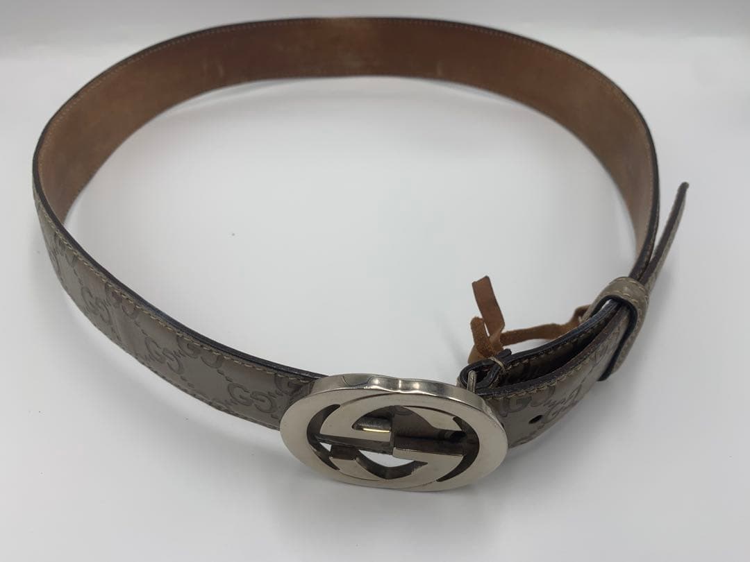 GUCCI グッチ ベルト インターロッキング GG シマ レザー P55