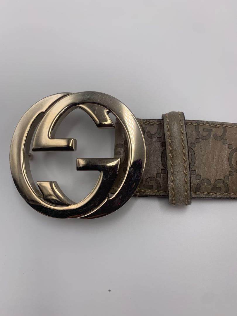 GUCCI グッチ ベルト インターロッキング GG シマ レザー P55