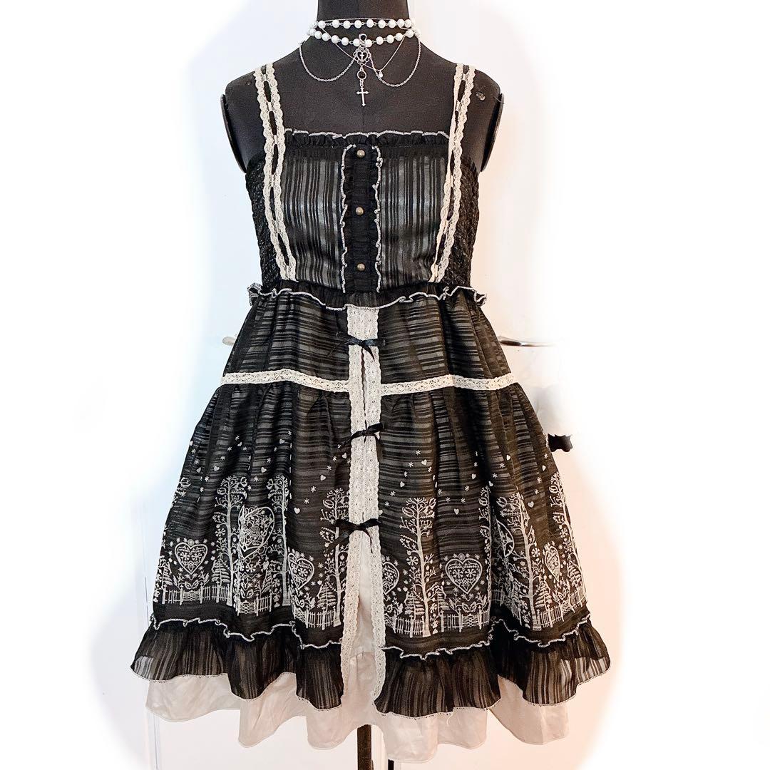 axes femme 2点セット リボン レース ワンピ ダークコア 姫 平成