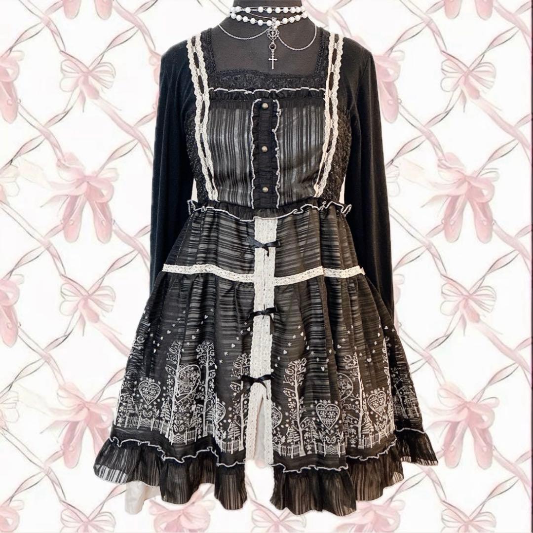 axes femme 2点セット リボン レース ワンピ ダークコア 姫 平成