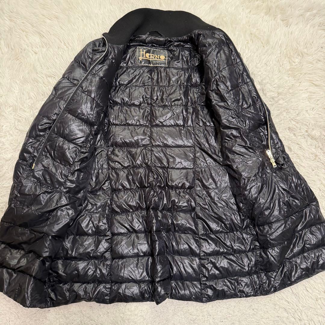 希少XLサイズ相当　ヘルノ　ダウンコート　ライトダウン　レイヤード　ブラック