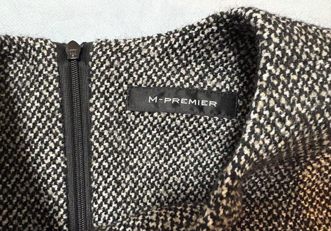 美品★M-premier★エムプルミエ★ツイードワンピース★黒★ジャンスカ