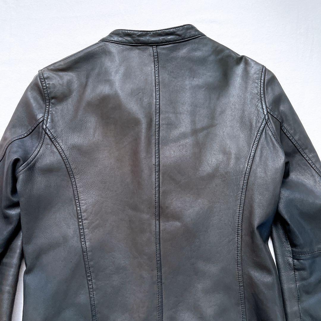 ジャーナルスタンダード ライダース レザージャケット 羊革 黒 ノーカラー 変型