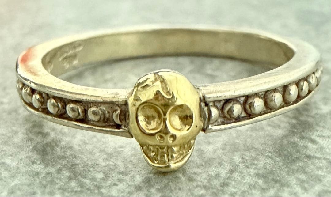 LOVE & HATE ラブ＆ヘイト スカルリング SV925 × K18 9号