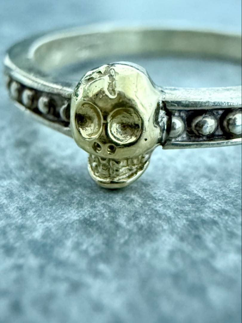 LOVE & HATE ラブ＆ヘイト スカルリング SV925 × K18 9号