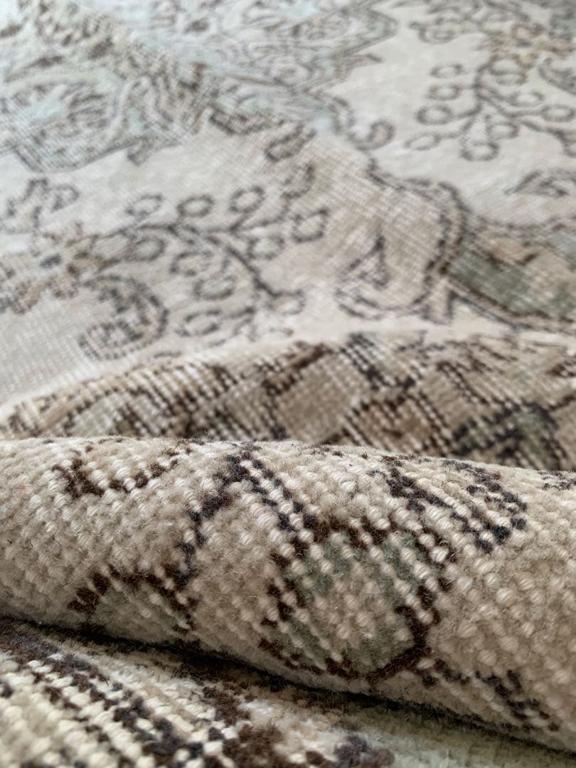 超大判　242×135 アイボリー　トルコヴィンテージラグ メダリオン