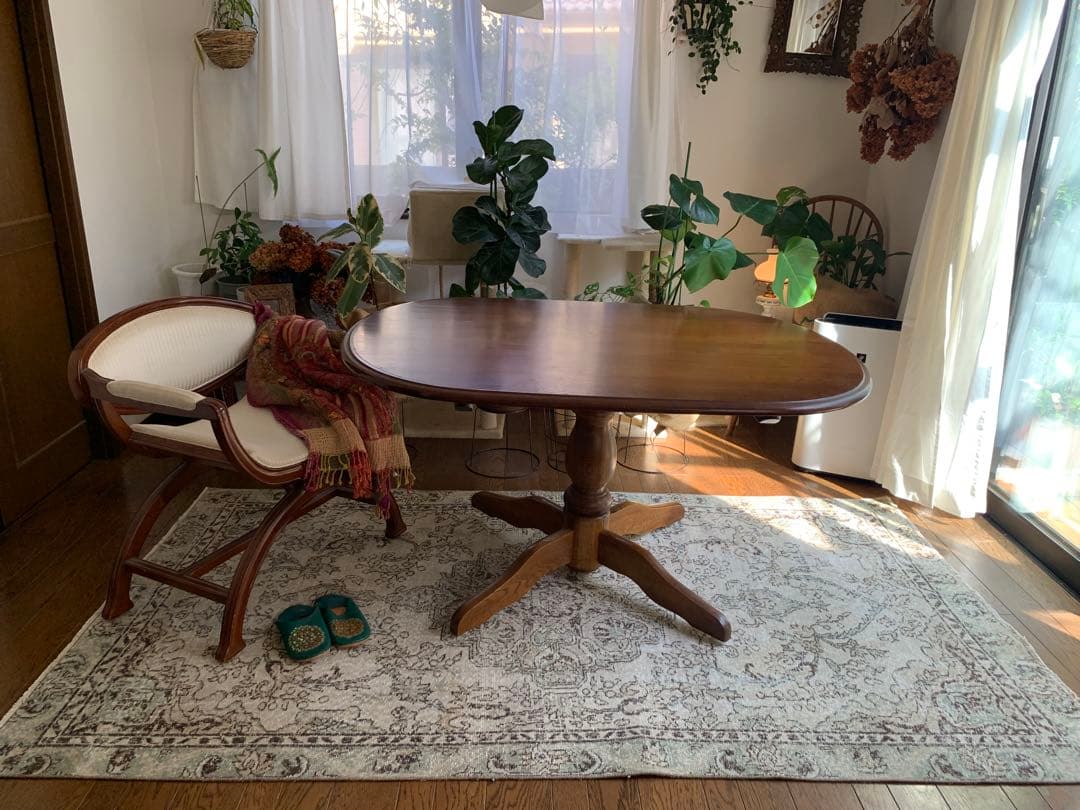 超大判　242×135 アイボリー　トルコヴィンテージラグ メダリオン