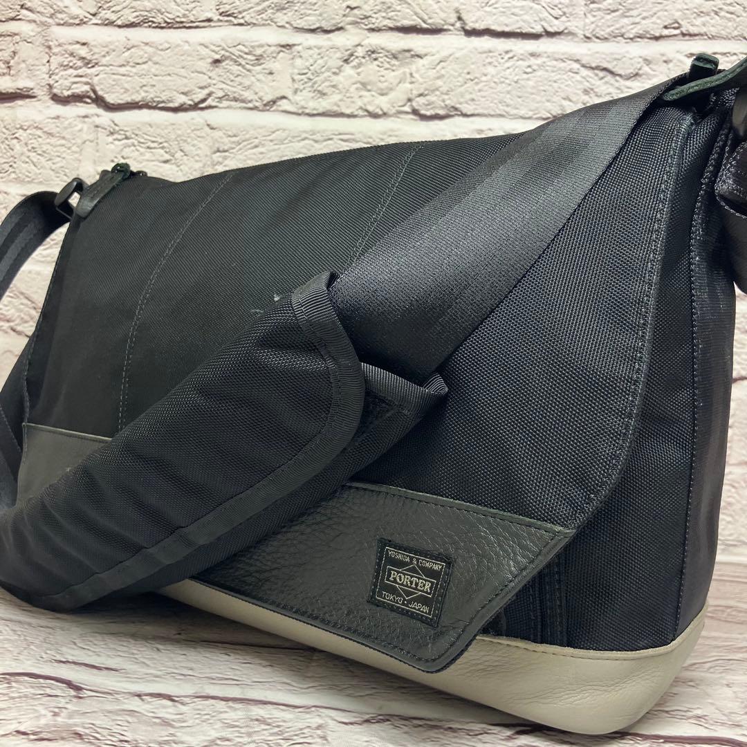 完売品 ポーター デュオ DUO メッセンジャーバッグ A4可 シボ革 ナイロン