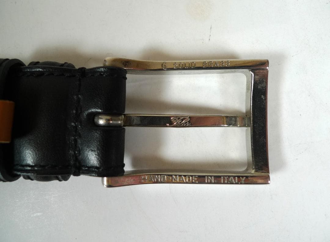 美品★フェリージ　ベルト　イタリア製　46-85　SOLID BRASS　レザー