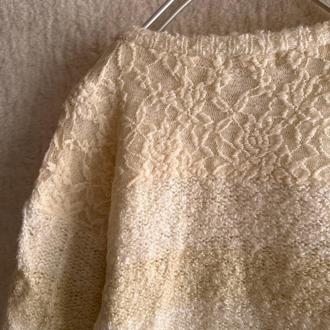 リズリサLIZ LISA ボーダー ニット レース リボン ボリューム袖 タグ付