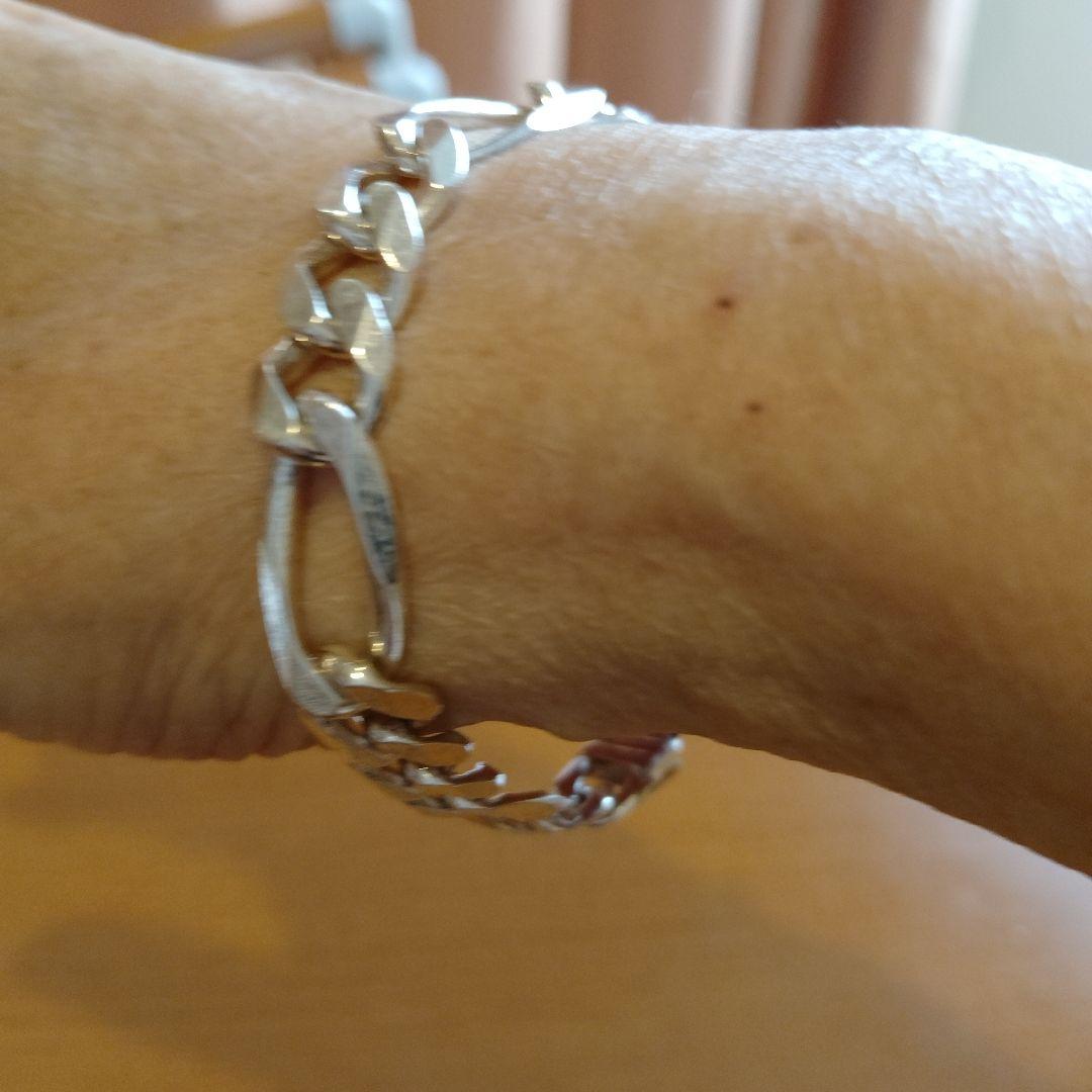 ブレスレット メンズ シルバー925 ヴィンテージ イタリア製 フィガロチェーン