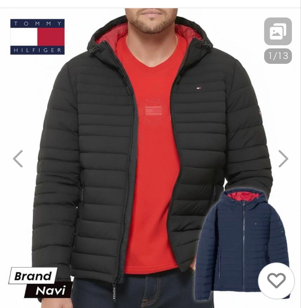 新品トミーヒルフィガー 耐水耐風ストレッチ中綿 ジャケットUS L(日本XL)黒