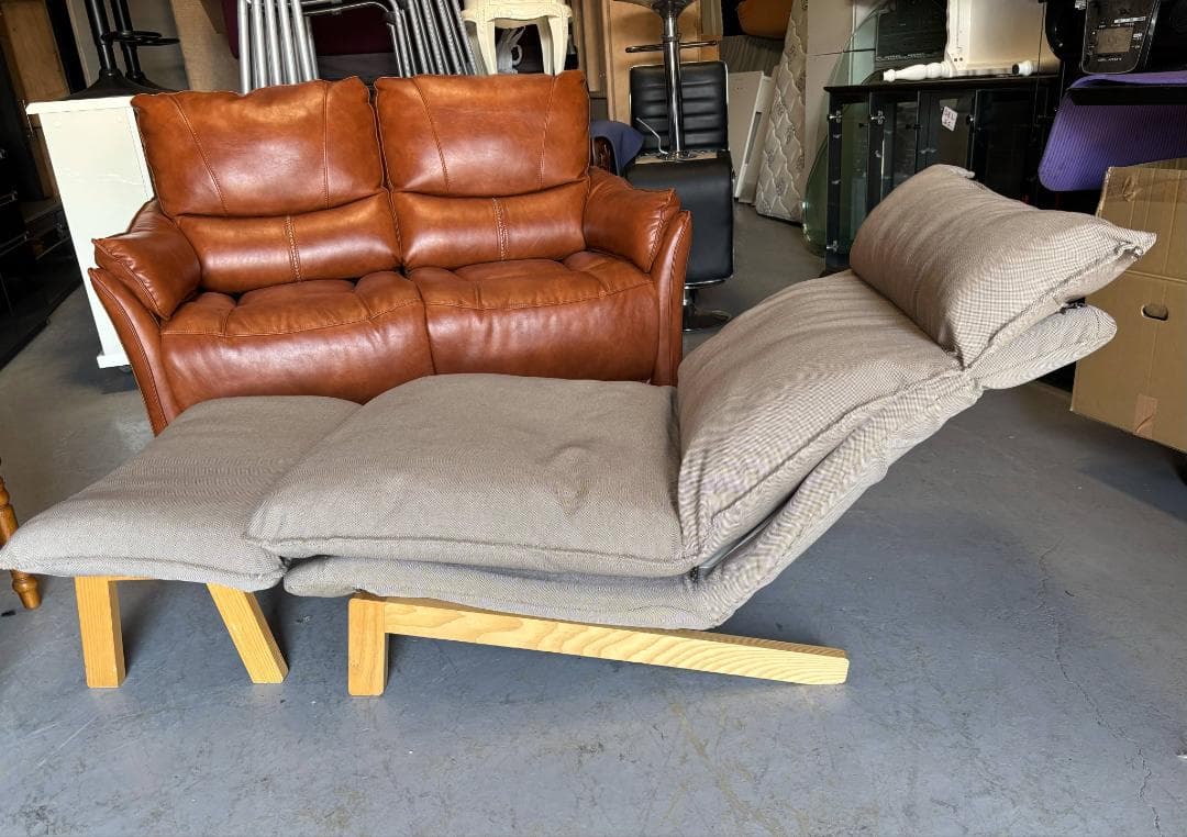 MUJI 無印良品 ハイバックリクライニングソファオットマンセット Used