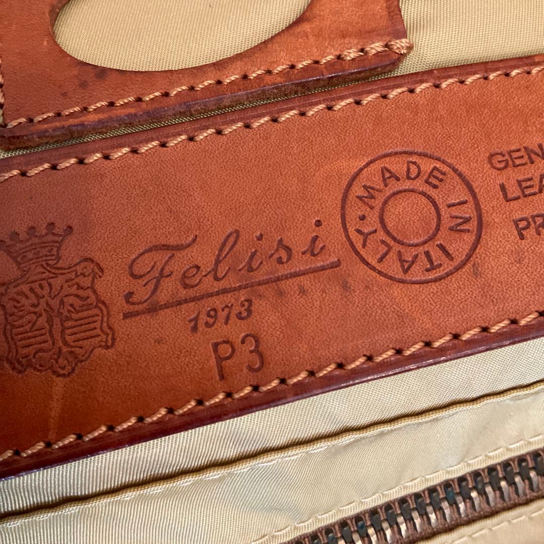 f*i様 フェリージFelisi 　ボストンバッグ　P3　ベージュ　ナイロン×革