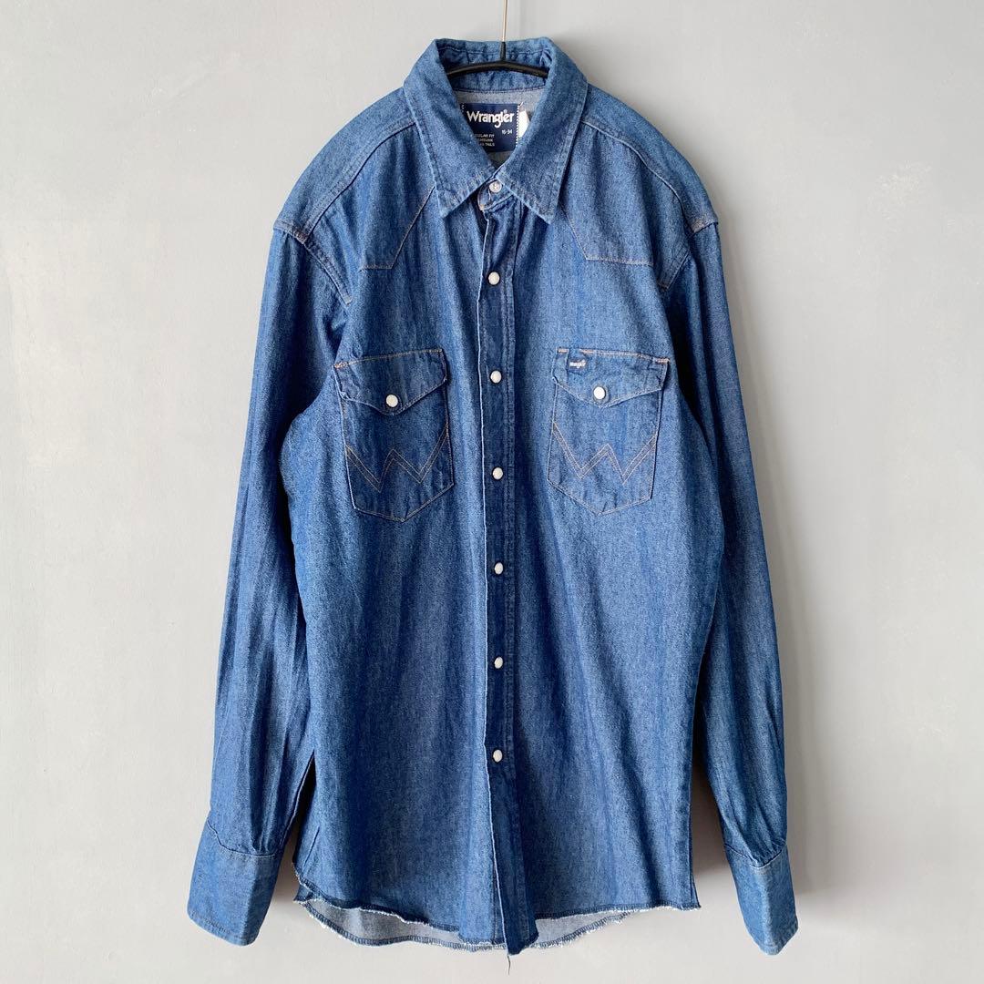 WRANGLER 80’s USA製 デニムウエスタンシャツ 濃紺 ラングラー