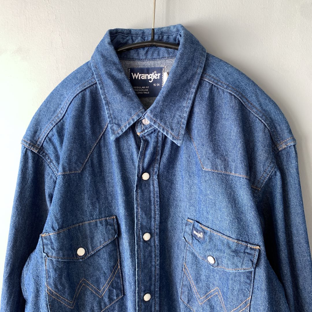 WRANGLER 80’s USA製 デニムウエスタンシャツ 濃紺 ラングラー