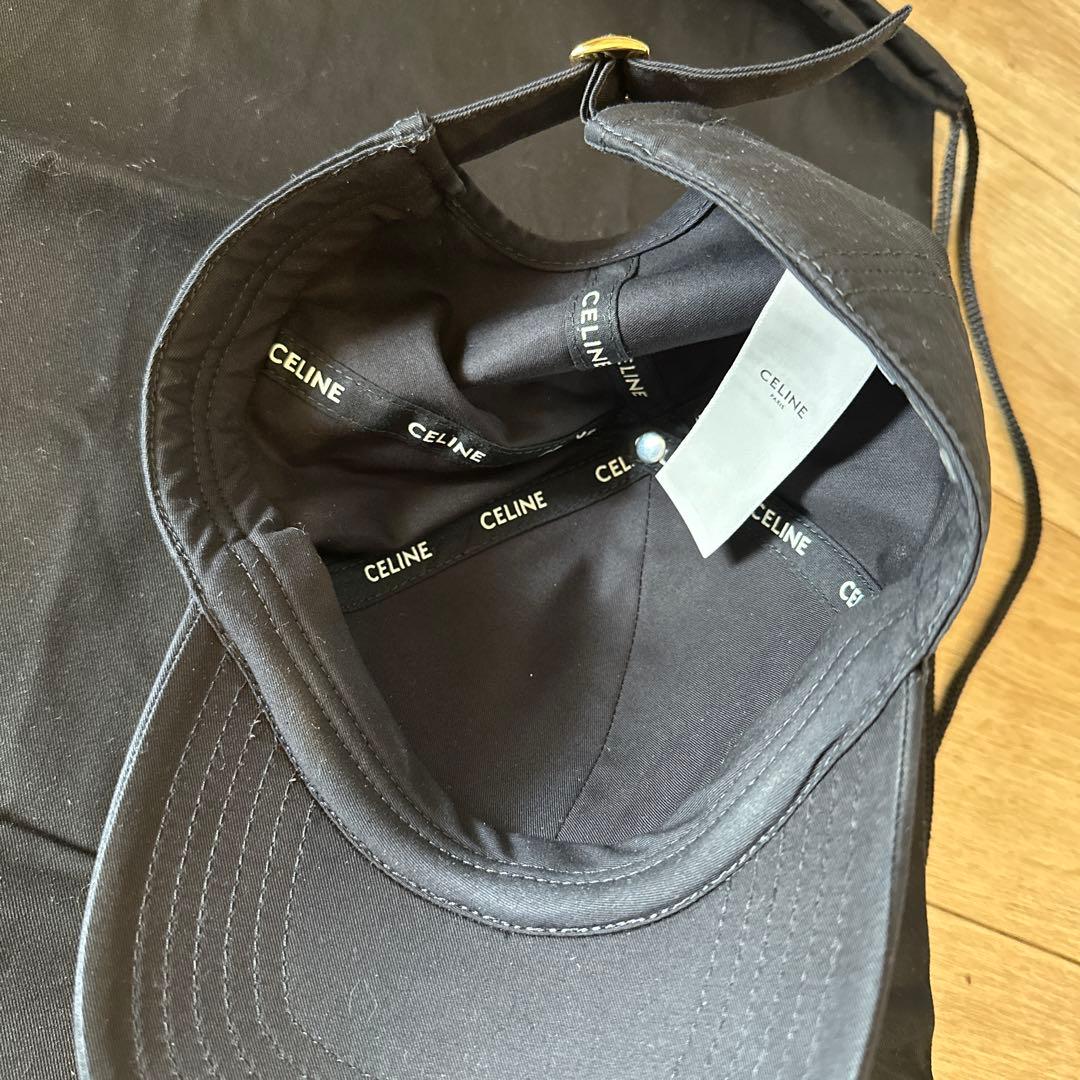 CELINE ネイビーキャップ ロゴ刺繍