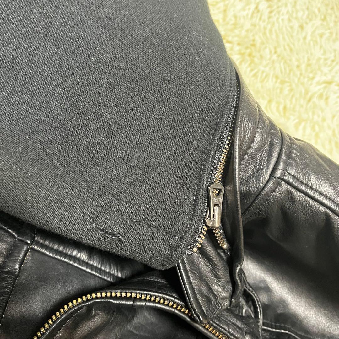 shama シャマ ライダースジャケット 牛革 レザー フーデッド 黒 メンズ