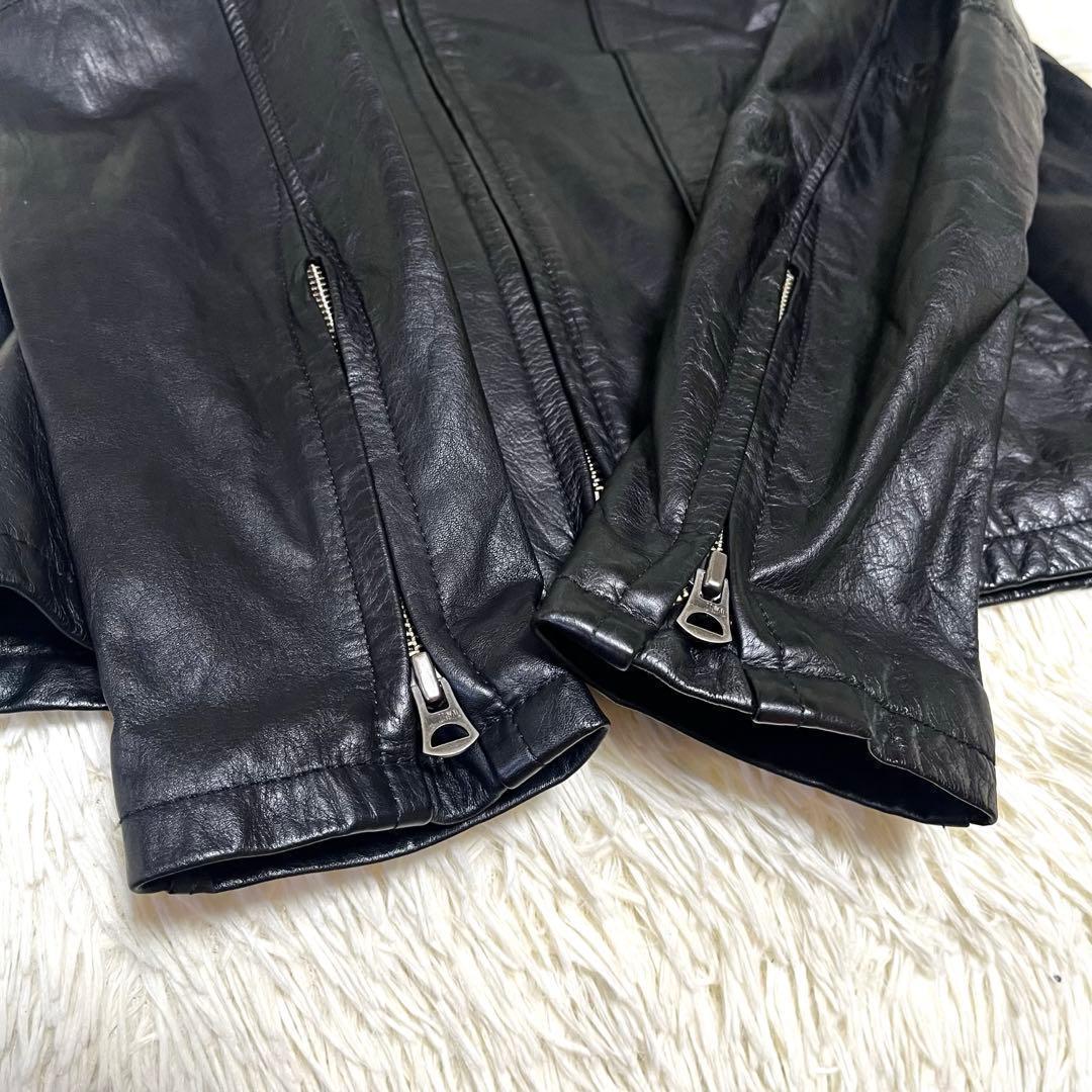 shama シャマ ライダースジャケット 牛革 レザー フーデッド 黒 メンズ