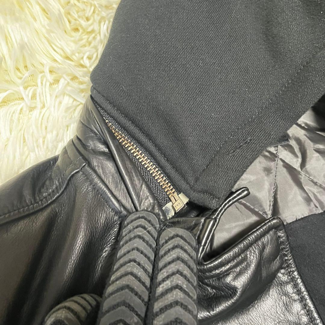 shama シャマ ライダースジャケット 牛革 レザー フーデッド 黒 メンズ