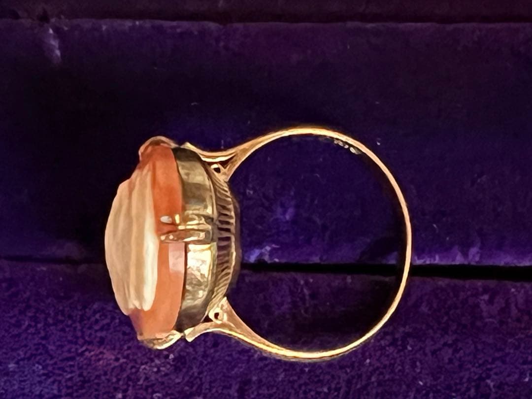 K18刻印 シェルカメオ ゴールドリング 指輪　アンティーク