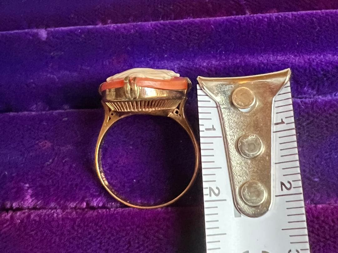 K18刻印 シェルカメオ ゴールドリング 指輪　アンティーク