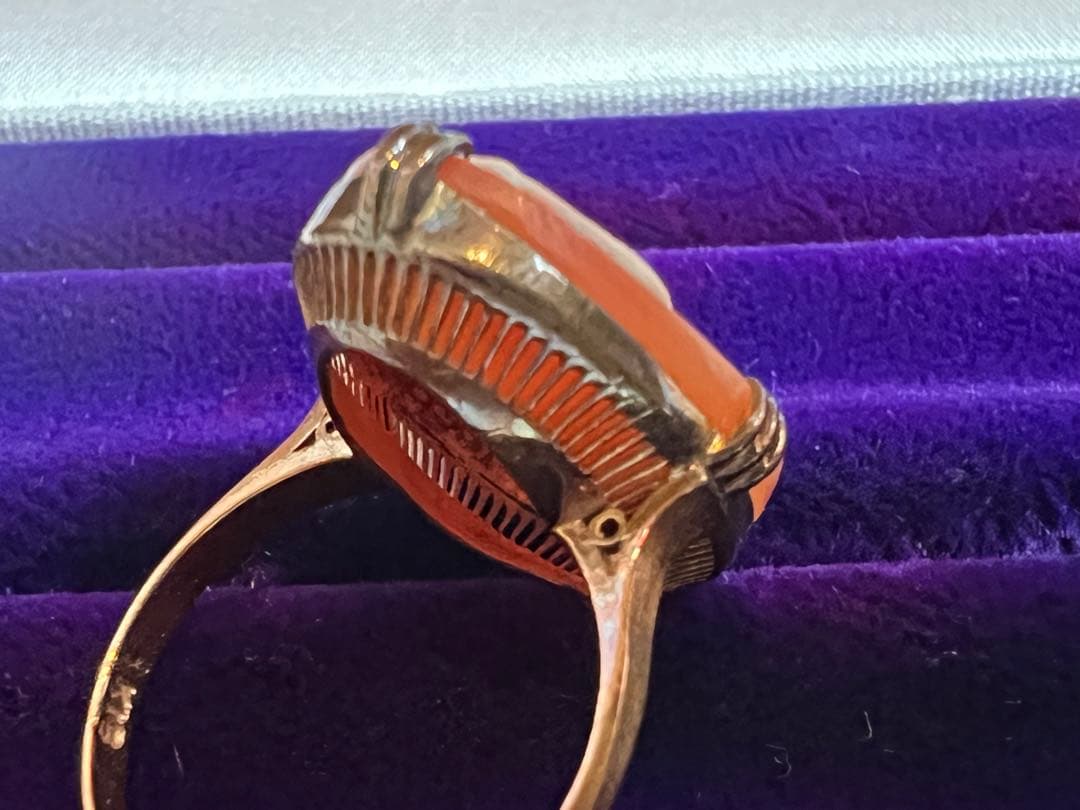 K18刻印 シェルカメオ ゴールドリング 指輪　アンティーク