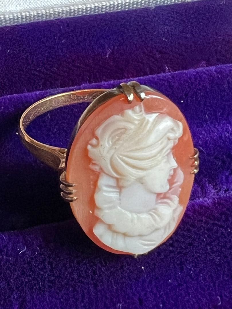 K18刻印 シェルカメオ ゴールドリング 指輪　アンティーク