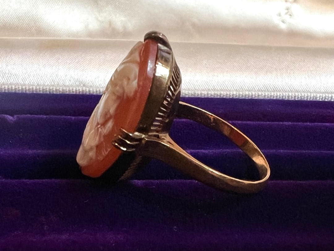 K18刻印 シェルカメオ ゴールドリング 指輪　アンティーク