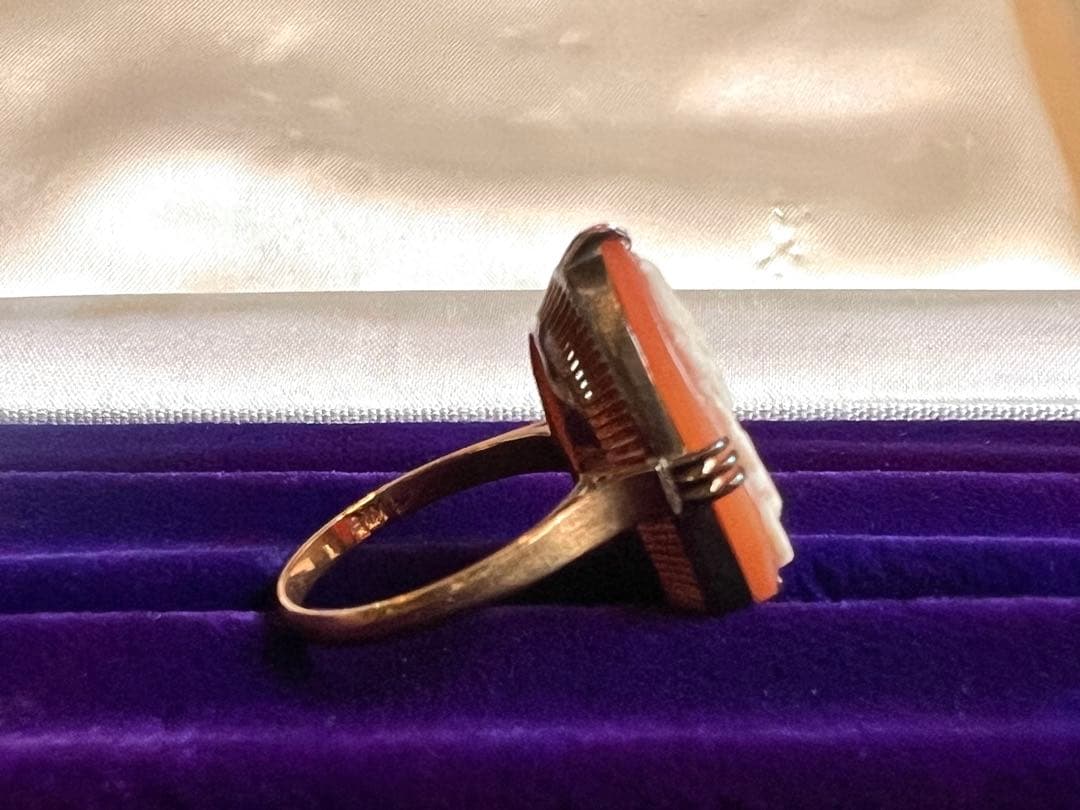 K18刻印 シェルカメオ ゴールドリング 指輪　アンティーク