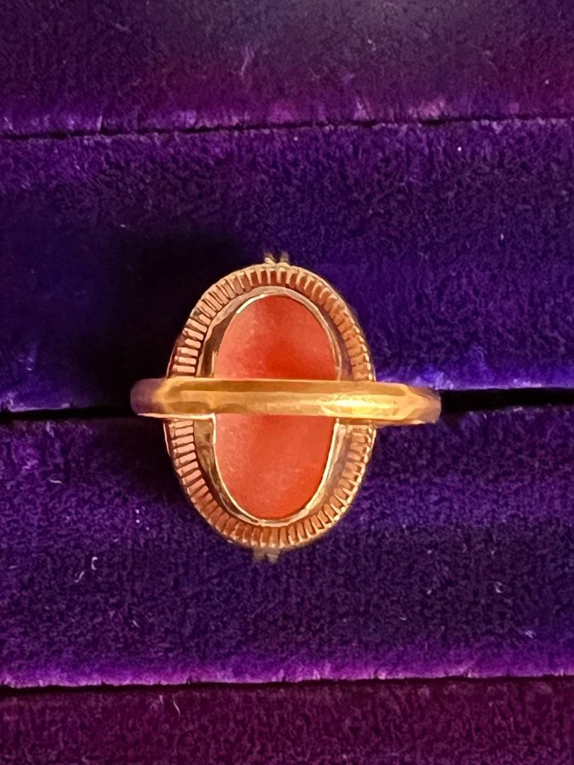 K18刻印 シェルカメオ ゴールドリング 指輪　アンティーク