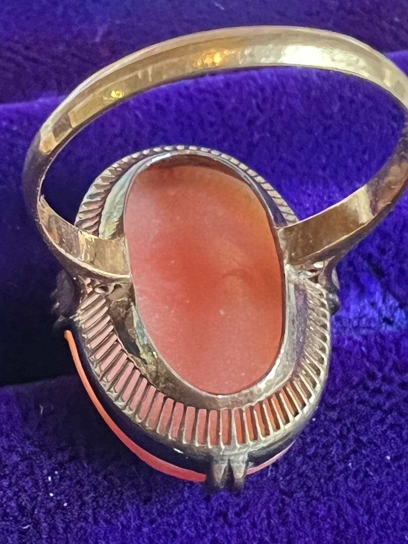 K18刻印 シェルカメオ ゴールドリング 指輪　アンティーク