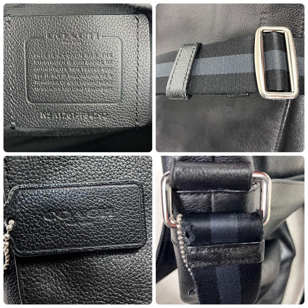 コーチ ショルダーバッグ メッセンジャー チャーム チャールズ レザー ブラック