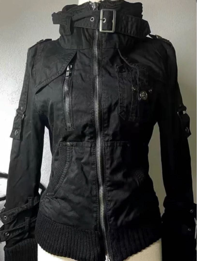 V系 y2k グランジ ミリタリー 平成 ダブルジップパンクギミックジャケット