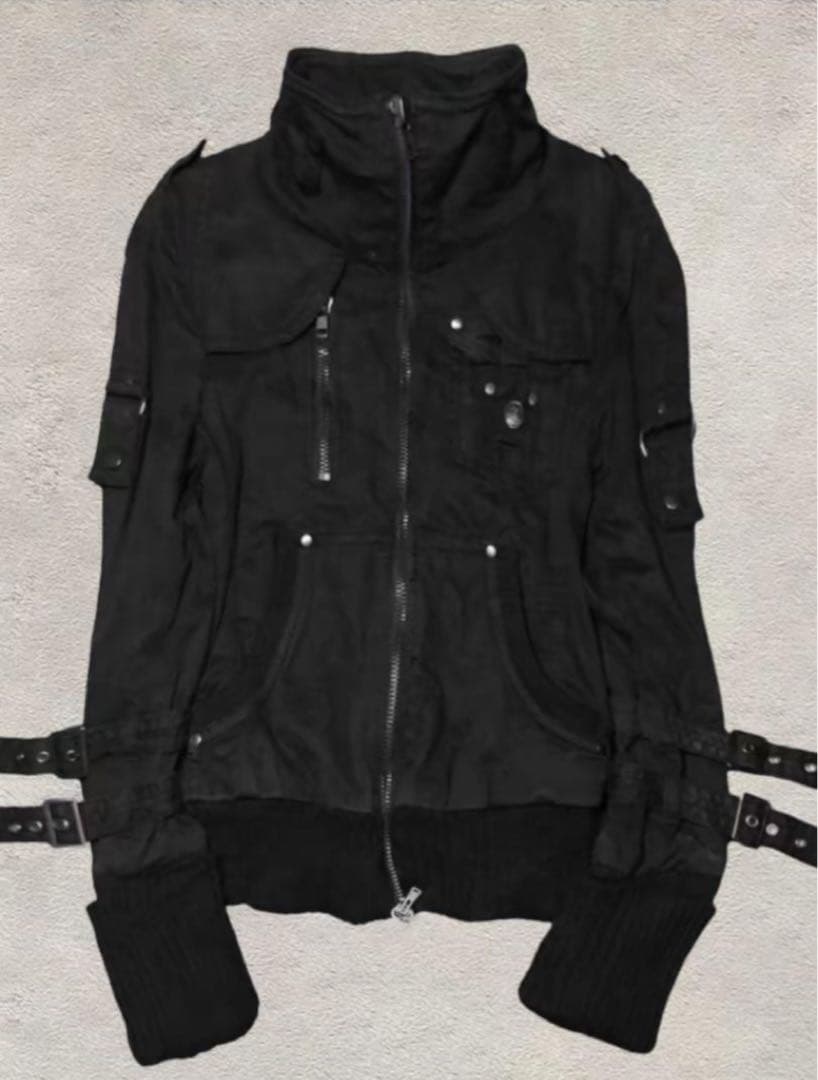 V系 y2k グランジ ミリタリー 平成 ダブルジップパンクギミックジャケット