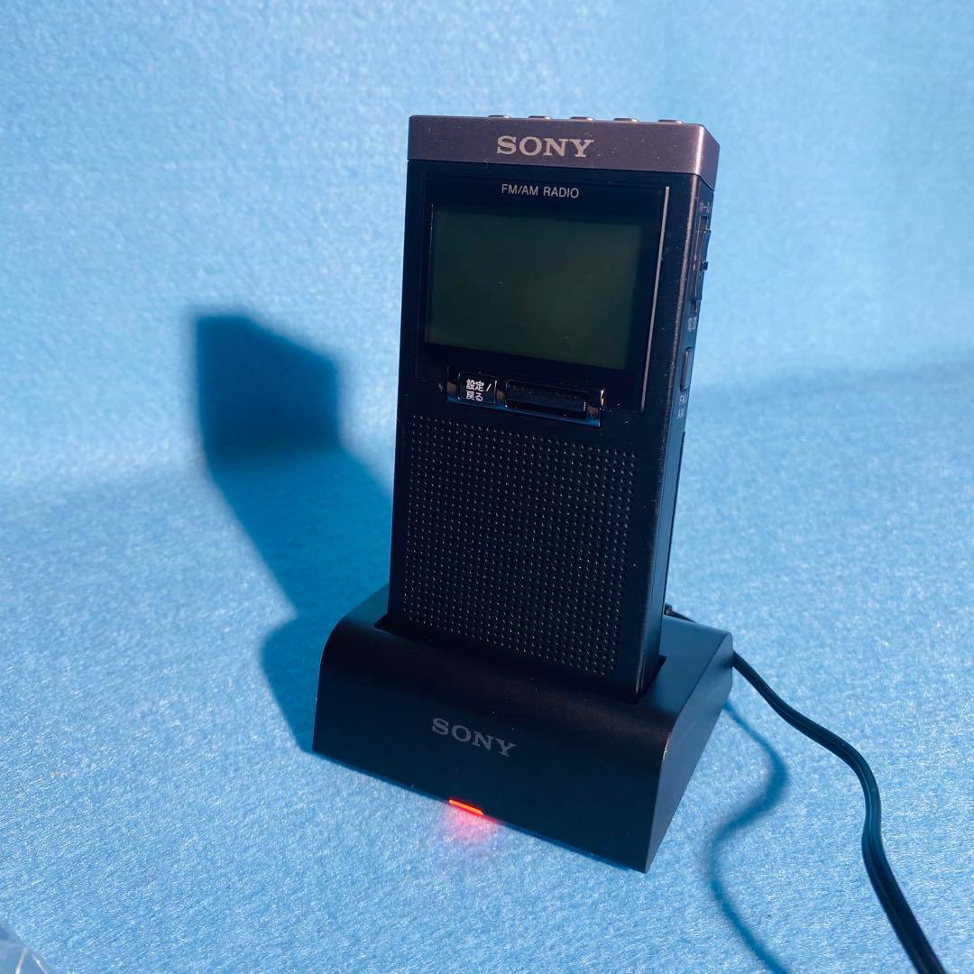 ソニー FM/AMラジオ SRF-T355 充電スタンド・取説付き 動作確認済み