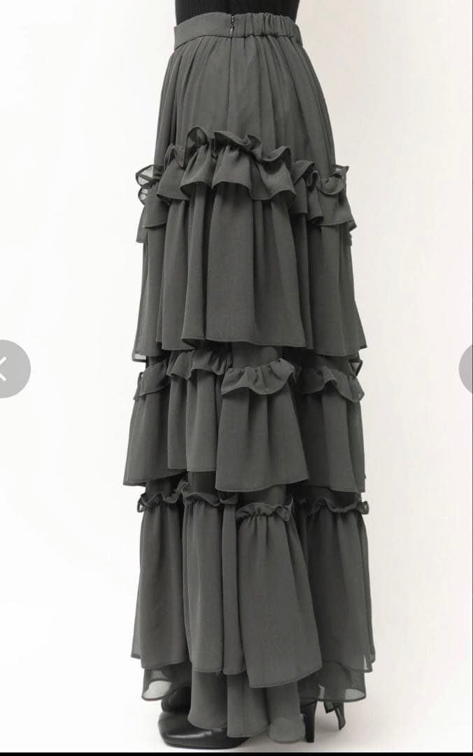 ◆新品未使用タグ付き◆【ELENDEEK】シフォンティアードスカート　グレー