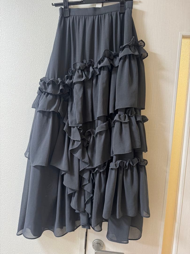 ◆新品未使用タグ付き◆【ELENDEEK】シフォンティアードスカート　グレー