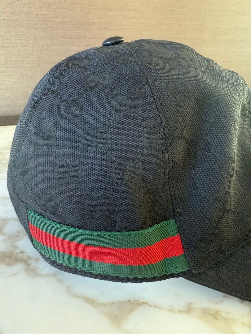 GUCCI GGパターンキャップ　黒 XL60㎝