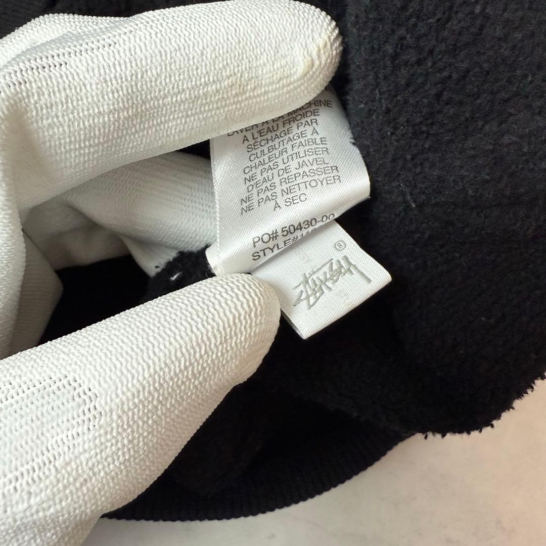 STUSSY パーカー 刺繍ロゴ ブラック L