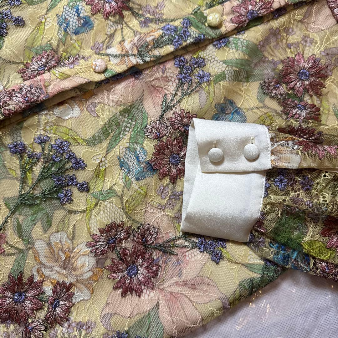 グレースコンチネンタル　ボタニカルプリント刺繍ドレス36