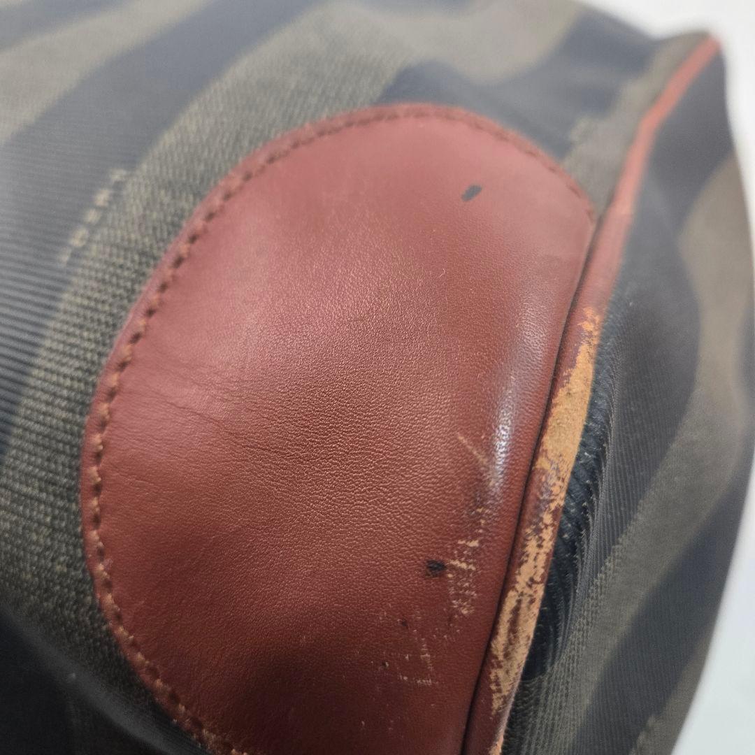 美品 FENDI 2way ボストンバッグ ペカン PVC レザー ハンドバッグ