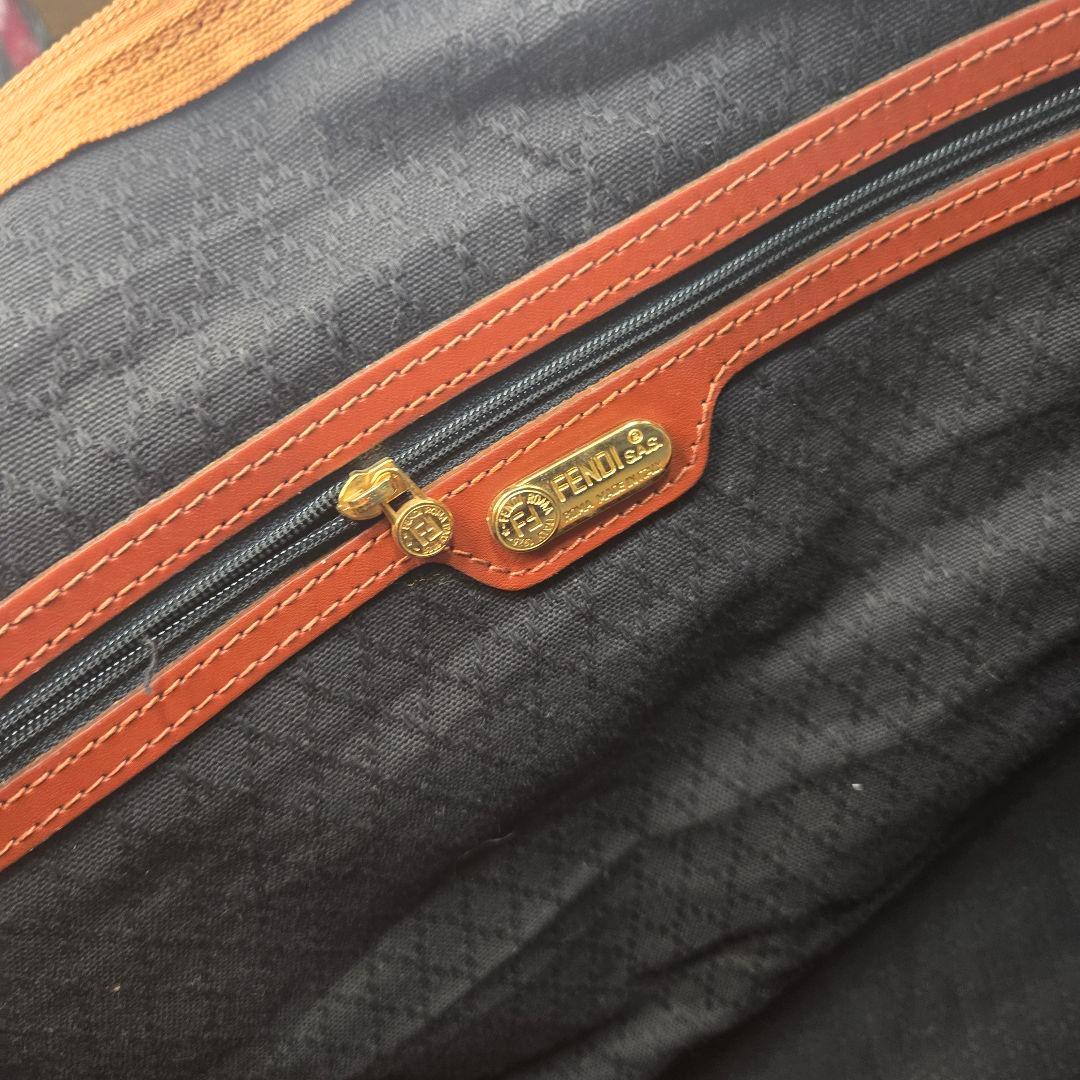 美品 FENDI 2way ボストンバッグ ペカン PVC レザー ハンドバッグ