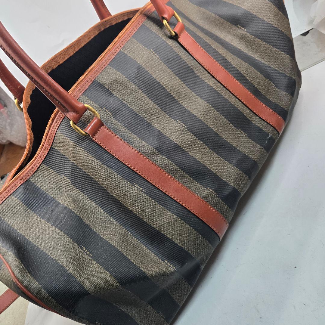 美品 FENDI 2way ボストンバッグ ペカン PVC レザー ハンドバッグ