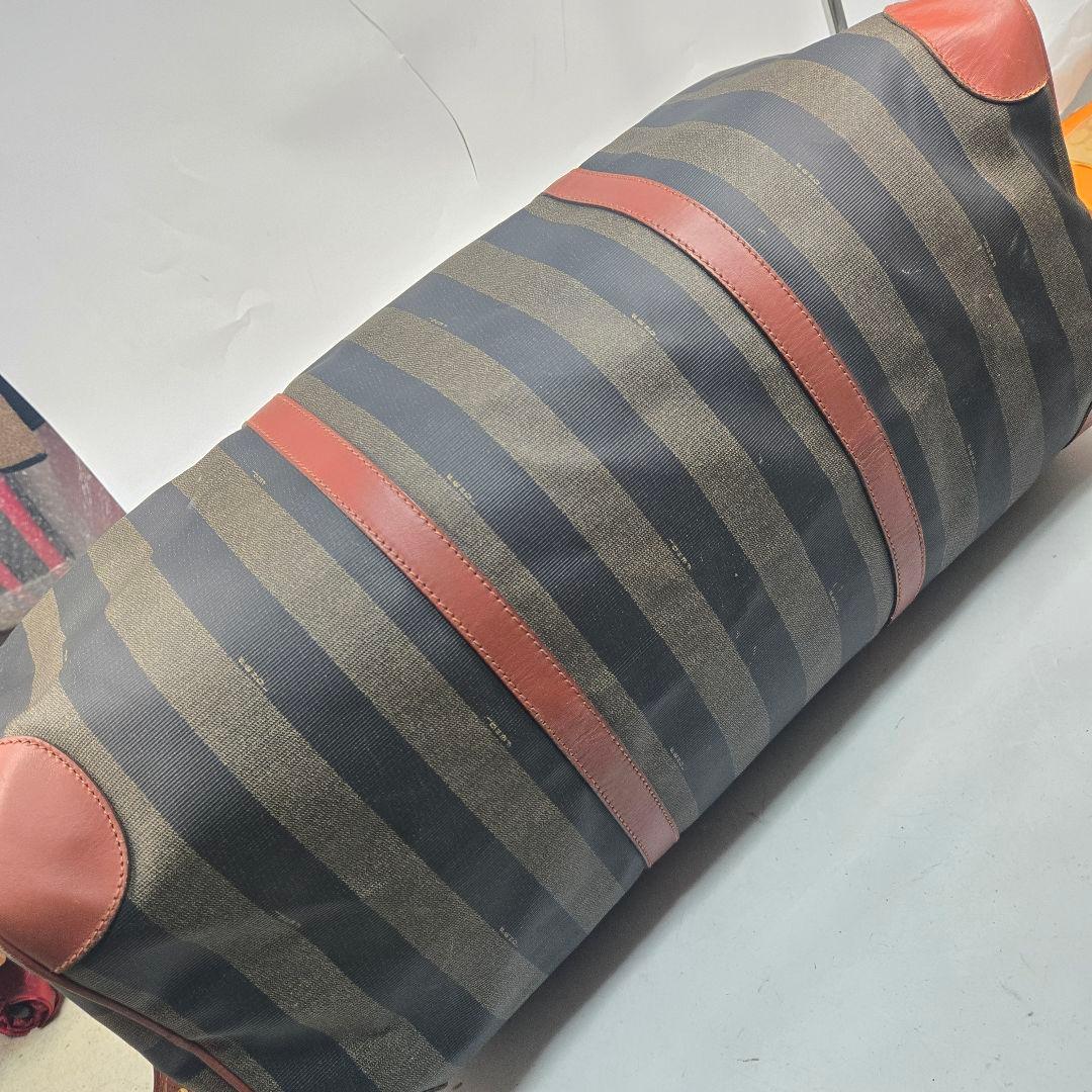 美品 FENDI 2way ボストンバッグ ペカン PVC レザー ハンドバッグ