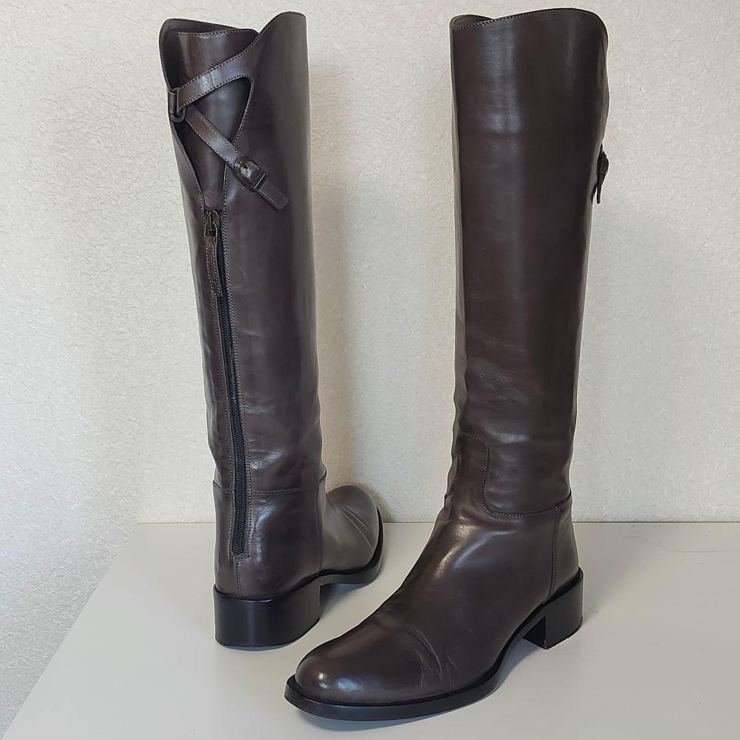 美品 サルトル シングルバックベルト ジョッキーブーツ 36.5 GRIGIO