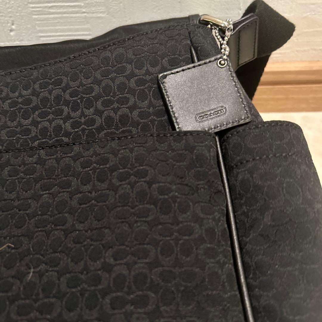 【極美品✨】コーチ キャンバス レザー ショルダーバッグ シグネチャー 黒