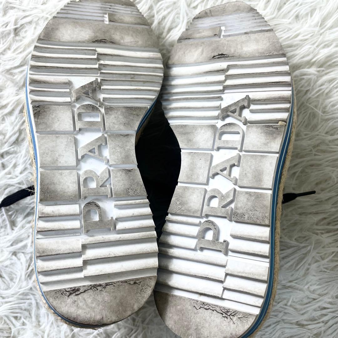 プラダ　PRADA エスパドリーユ レースアップシューズ　ブラック　黒